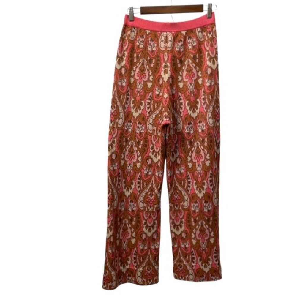NWOT Sezane Dany Trousers Wide Leg Pull On Knit Pants Size Medium Groovy Retro - Picture 6 of 16